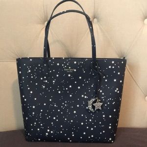 kate spade rich navy color w/stars tote bag